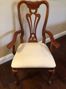 Custom Recovered dining room chair, with stain resistant fabric